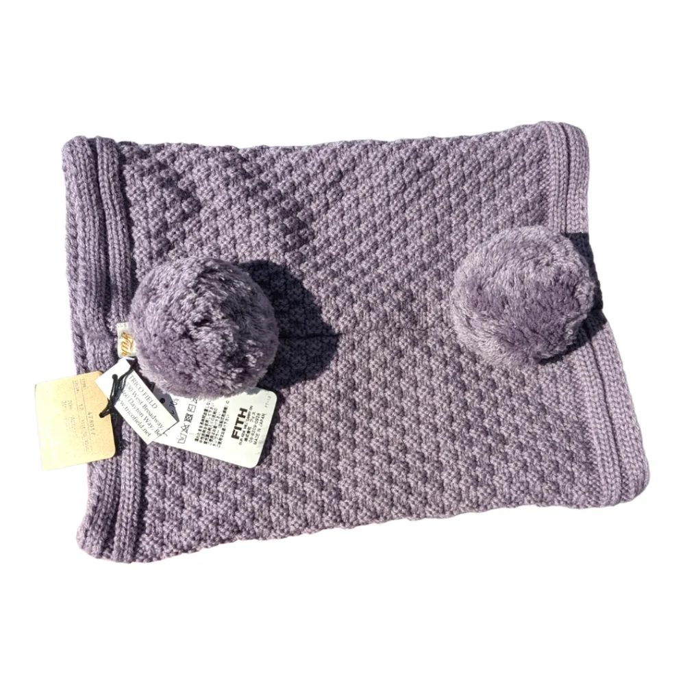 Fith size 90 2t Purple Knit Hand Warmer w PomPoms - Picture 1 of 7